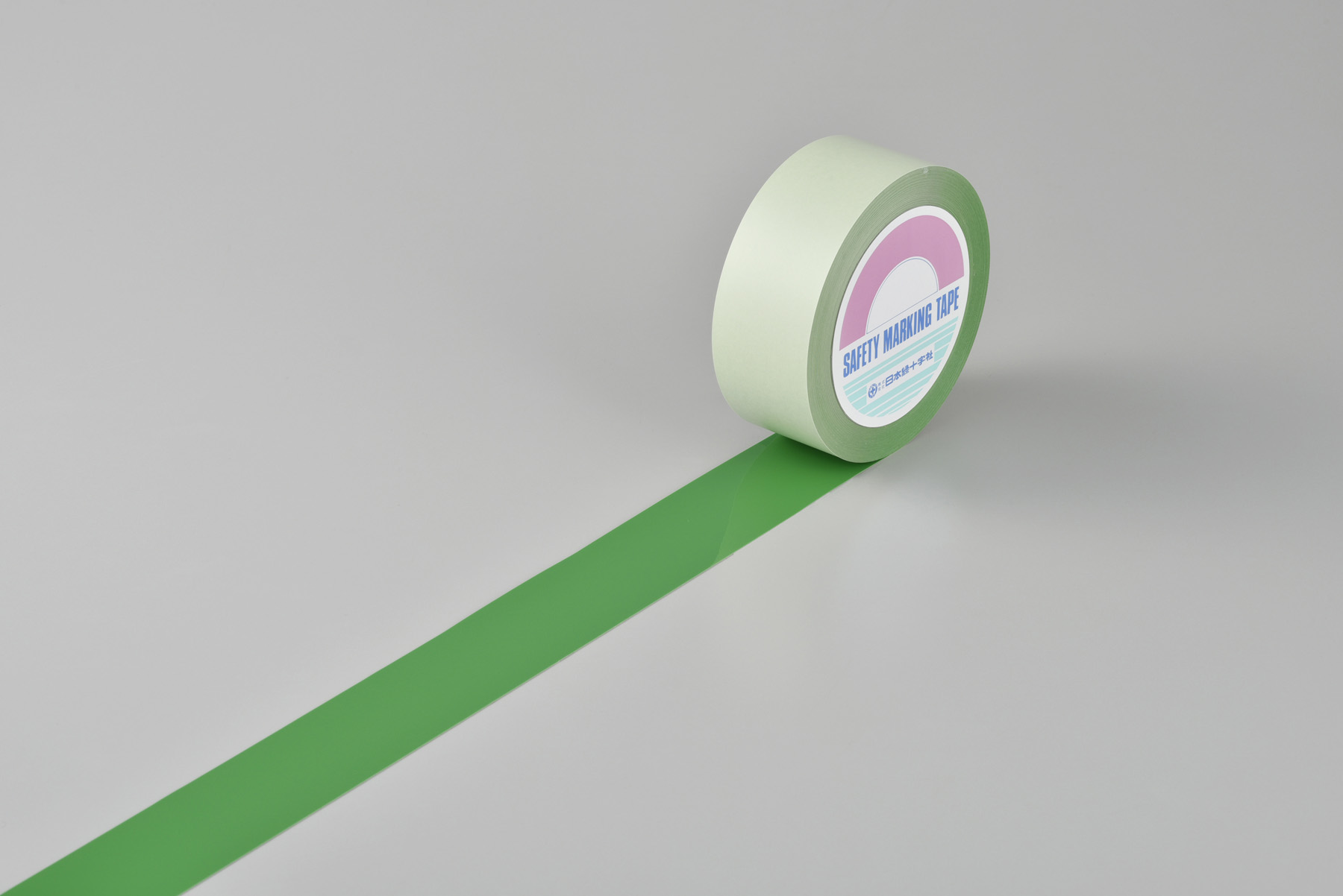 ガードテープ 白×緑 100mm幅 100m テープ 日本製 （ 安全 区域 標示 粘着テープ 区画整理 線引き ライン引き 室内 床 対応 専用 ） - 4