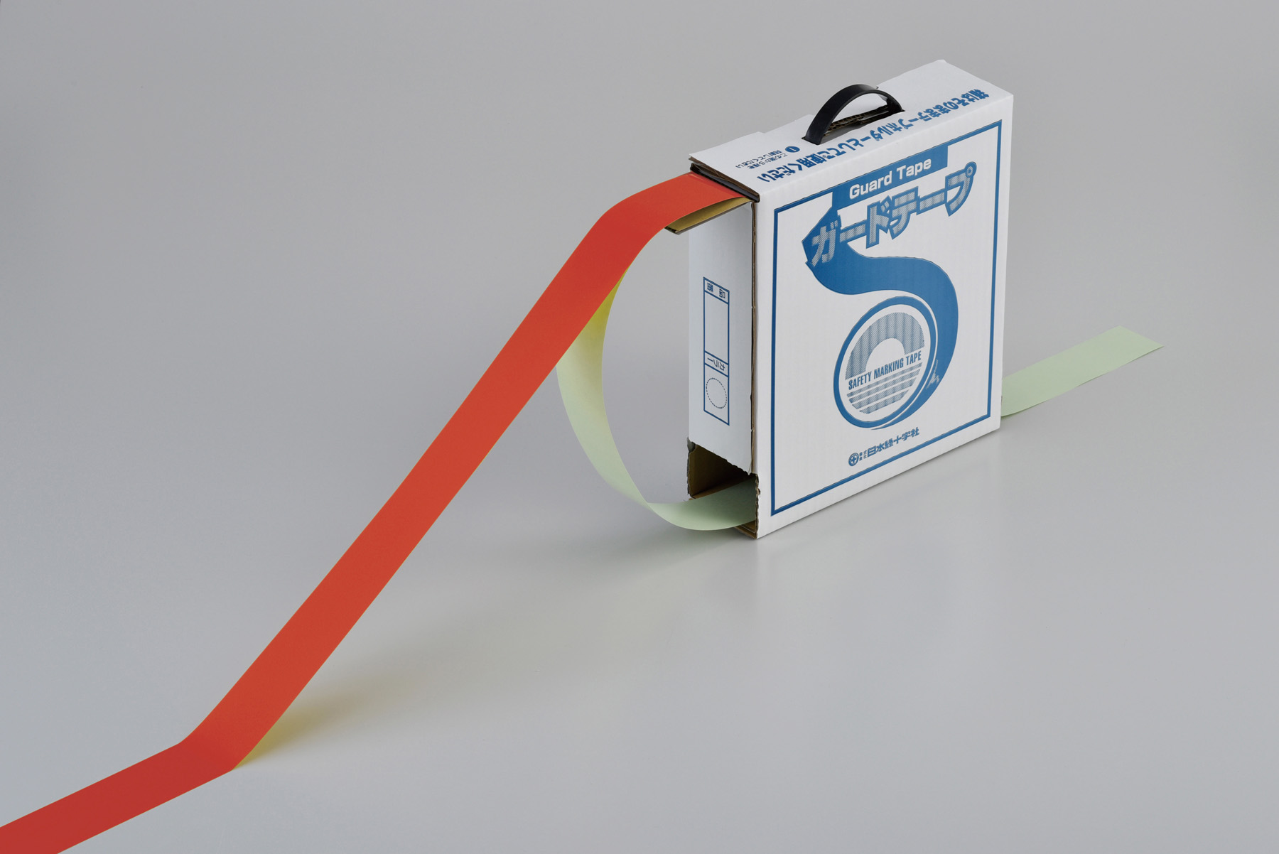 安全・警備用品 緑十字 ガードテープ(ラインテープ) 赤 50mm幅×100m 屋内用 148054 ラインテープ - 2