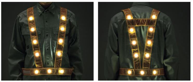 タスキ型LED反射ベスト  238025　LEDタスキ型ベスト-GW