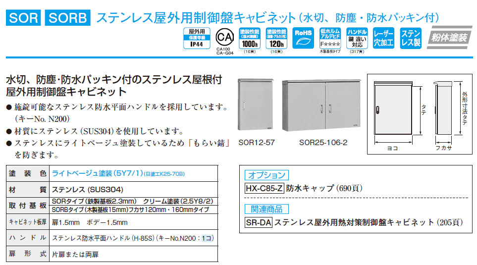 定番新品 日東工業 SOR25-65 (ステンレスBOX ステンレス屋外用制御盤