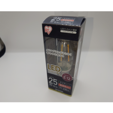 【在庫限り品】LEDフィラメント電球　メーカー:アイリス　型式:LDC2L-G-E12-FC